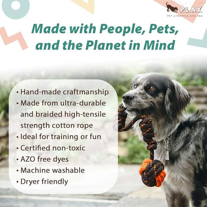 P.L.A.Y. Cute Outdoor Dog Toys - Scout & About Tug Ball Rope Toy, Great for Puppies & Small, Medium, Large Dogs - Machine Washable, Ultra-Durable, Good for Agility Training, Tugging, Fetch (Small)