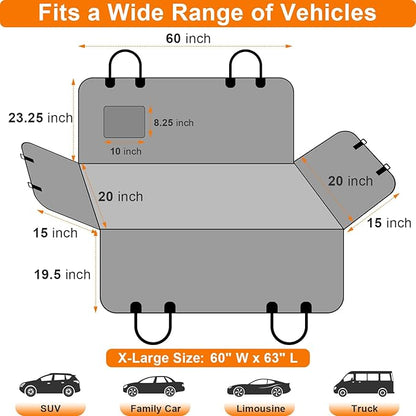 ELONGRIVER Dog Car Seat Cover for Back Seat Hammock 600D Waterproof Car Seat Protector for Dogs with Anti-Slip Scratch Proof Dog Seat Cover for SUV Truck Black with Orange X Large Size