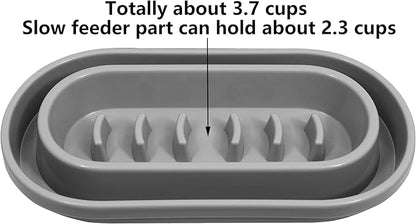 Ant Proof Slow Feeder Cat Dog Bowls, No Ants Anti-Slip No Spill Cat Dog Pet Slow Feeder Food Water Bowls Dish for Cats Small to Medium Size Dogs by With You6688 (Grey)