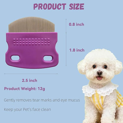 2 Pack Professional Pets Eye Combs,Pets Grooming Comb Kit,Stainless Steel Tear Stain Remover for Cats & Dogs,Flea Lice Comb,Gentle Curved Comb Teeth,Precisely Removes Stains (2pcs eye combs)