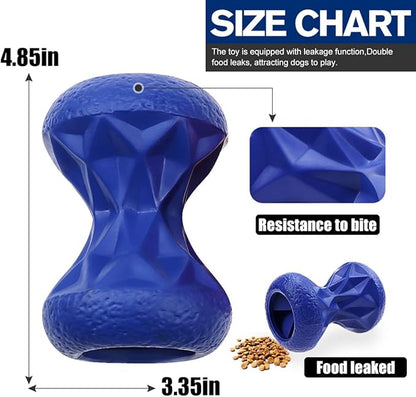 Rubber Dog Toys Treat Dispensing - Super Tough Treat Toys for Aggressive chewers Large Breed Durable Dog Toys IQ Training (Blue)