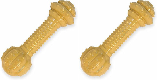 Nylabone Power Chew Barbell Bone Chew Toy for Dogs, Durable Dog Toy, Peanut Butter Flavor, Large - Up to 50 lbs. (1 Count) (Pack of 2)