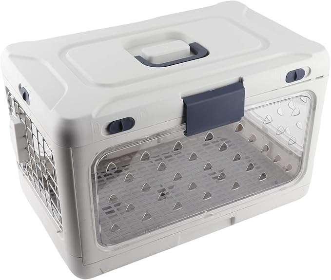GOTOTOP Collapsible Plastic Pet Kennel, Lightweight Travel Carrier with Transparent Design, Perfect for Cats and Dogs on Airplanes and Cars