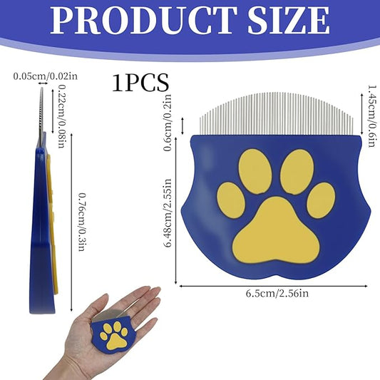 Professional Eye Comb for Cats & Dogs,2.56×2.55 In Blue Arc Stainless Steel Dog Eye Booger Comb,Portable Eye Gunk Removal Grooming Tool for Fur Debris Dirt,Gentle Round-Head Grooming Tool