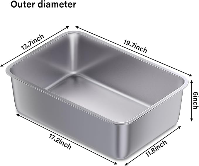 Stainless Steel Litter Box,19.7"x13.7"x6" Large Metal Litter Box for Kitty/Cat, Easy to Clean, Non Stick Litterbox No Smell for Adult Cats