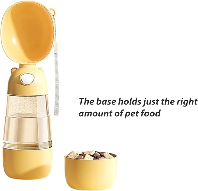 Portable Dog Water Bottle, Leak-Proof pet Water Bottle, 19 oz Large Capacity Outdoor Dog Water Fountain with Food Container, Suitable for Puppies Outdoor Walking, Hiking, Camping