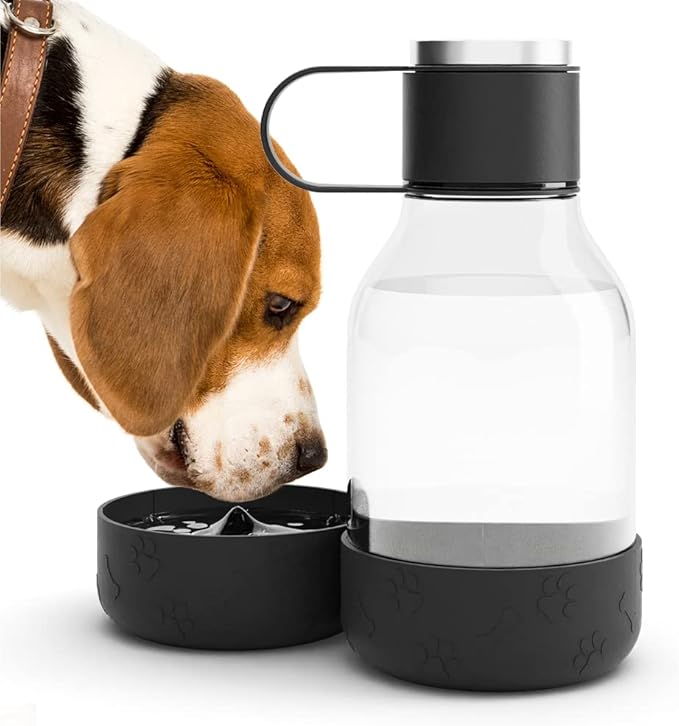 Asobu Buddy Bottle a Stainless Steel Insulated Water Bottle for with Removable Dog Water Bowl and Dog Food and Treat Storage Bowl (Blue, Tritan 50 oz Water Bottle with Bowl)