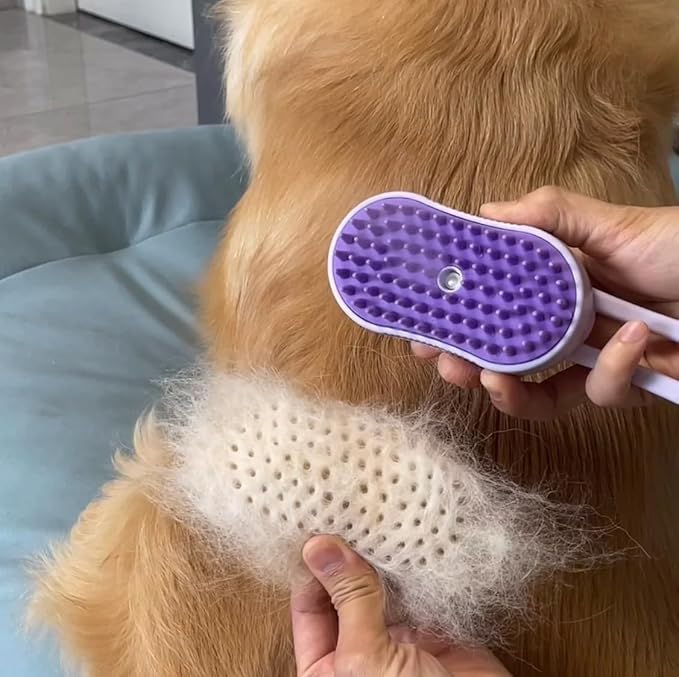 Cat Brush, 4 in 1 Self Cleaning Silicone Cat Steam Brush Quick & Easy Pet Hair Remover Comb for Shedding, Massage, Cleaning, 360° Rotating Pet Steam Brushs for Cats Dogs (White)