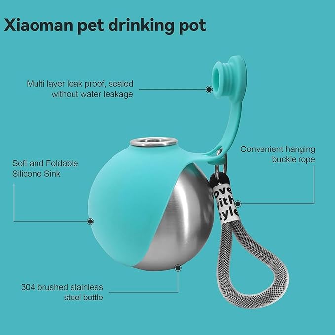 2-in-1 Portable Dog Water Bottle for Small Dogs, Foldable Pet Water Bottle, Portable Super Design Dog Water Bottle for Small Dog Walking, Hiking & Travel, Leak-Proof & Compact Dog Travel (Blue-B)
