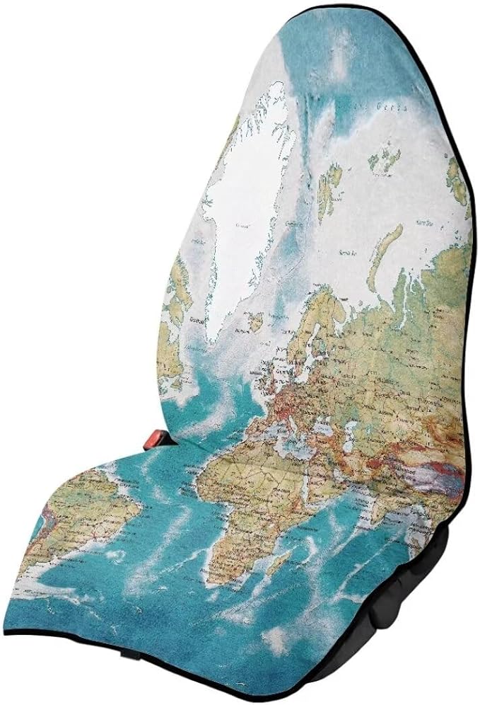 Coldinair World Map Towel Seat Covers for Cars,SUVs,Trucks,Waterproof Sweating Car Front Seat Protector Cover Universal Fit