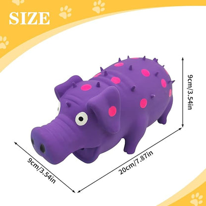 Andiker Dog Squeaky Toy, Dots Latex Dog Chew Toys with a Oinks Sound Squeaker Grunting Pig Dog Toy Durable Self Play 8" Dogs Squeeze Toy for Dental Biting Chasing to Kill Boring Time (Purple)
