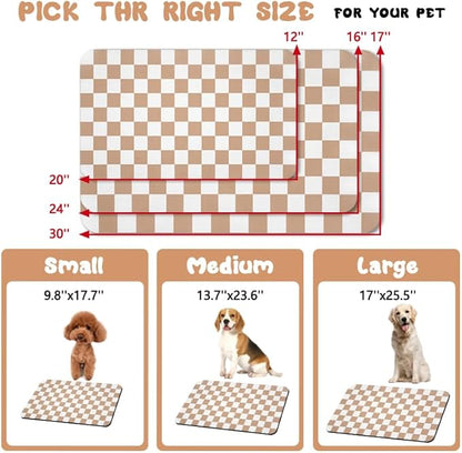 Dog Food Mats for Floors Waterproof, Pet Water Bowl Mats Pet Feeding Absorbent Placemats Plaid 16 * 24 inch