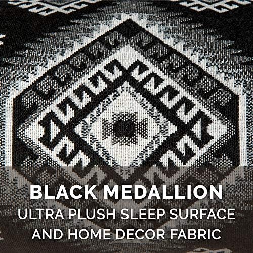 Furhaven Pillow Dog Bed for Large/Medium Dogs w/ Removable Bolsters & Washable Cover - Plush & Southwest Kilim Woven Decor Sofa - Black Medallion, Large - Image 4