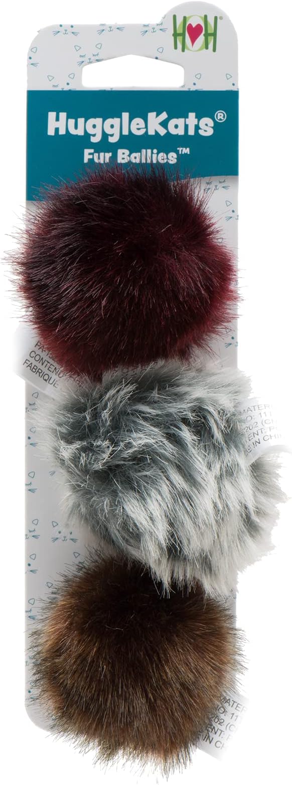 HuggleKats Cat Toys - Kitten Toys for Bored Indoor Cats, Perfect for Moving, Exercise, Biting & Chewing - Fur Ballies (3 Pack)