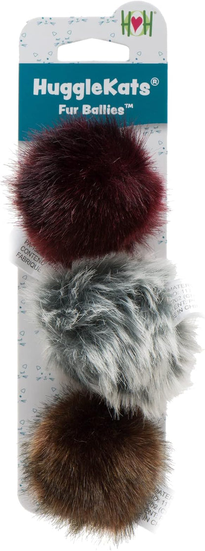 HuggleKats Cat Toys - Kitten Toys for Bored Indoor Cats, Perfect for Moving, Exercise, Biting & Chewing - Fur Ballies (3 Pack)
