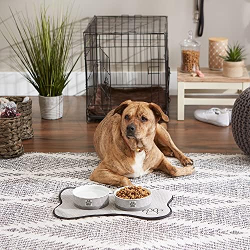 Bone Dry Paw & Patch Ceramic Pet Collection, Medium Set, 6x2", Gray, 2 Piece - Image 5