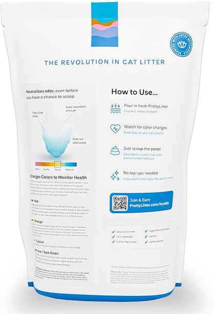 PrettyLitter Health Monitoring Cat Litter (Lotus Flower, Non Clumping) | Lightweight & Low Tracking, Color Changing Silica Gel Crystals, Advanced Odor Control — 6 Lbs, Pack of 1 (Up to 1 Month Supply)