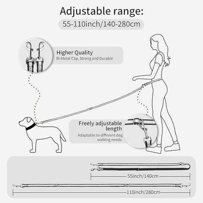 Hands Free Dog Leash, 4.2 FT-9 FT Multifunctional Crossbody Waist Leash for Dogs Walking Reflective Heavy Duty Running Dog Leashs for Medium and Large Dogs Walking,Jogging,Running,Training