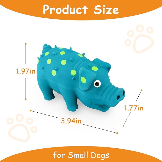 WishLotus Natural Latex Dog Squeak Toy, 2pcs Pig-Shaped Mini Dog Pig Toy for Small Dogs to Relieve Stress, Reduce Boredom and Teeth Cleaning (2pc)