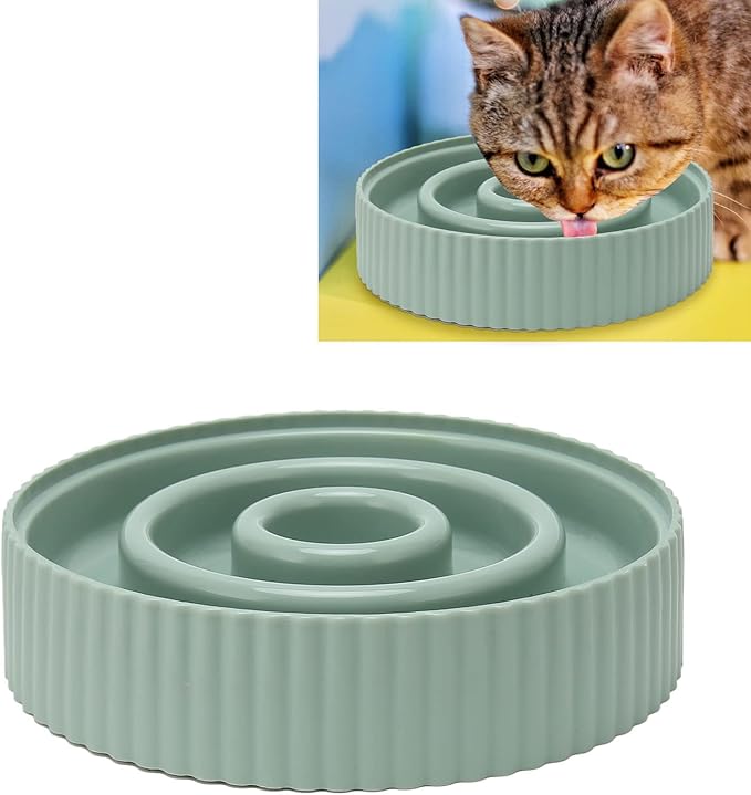Dog Food Bowl Slow Down Eating Slow Feeder Pet Bowl Prevent Choking Interesting for Small Medium Dogs (Green)