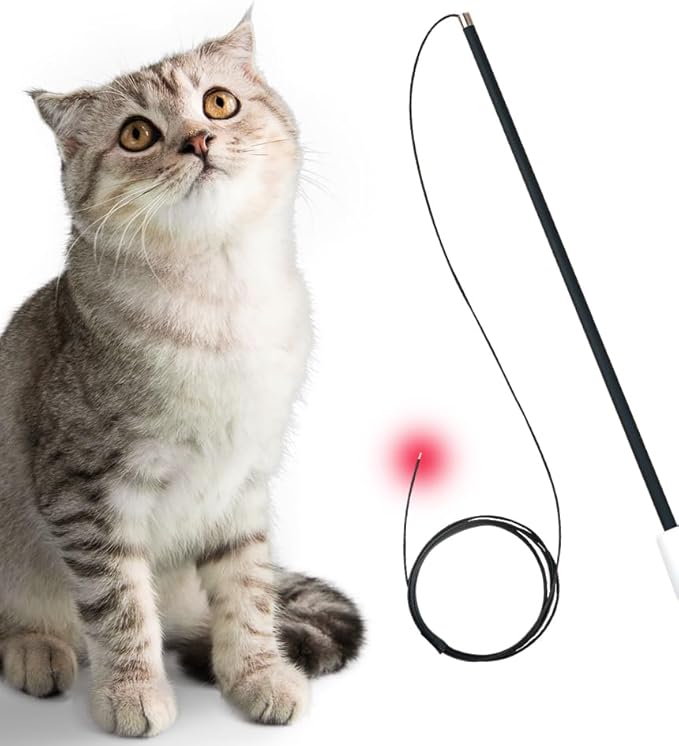 Firefly Feather Laser Cat Interactive CAT Toy Laser Firefly Hunting (RED)