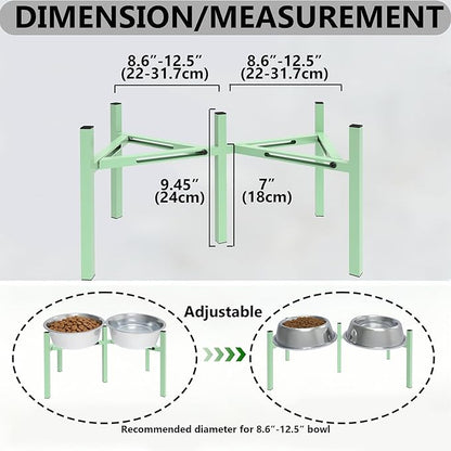 Adjustable Elevated Dog Bowl Stand, Metal Feeder Riser for Large Medium Dogs, Portable Travel Design, Slow Feeder Compatible (Without Bowls)