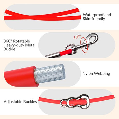 8.2ft Hands Free Dog Leash,Versatile Waist & Crossbody Lead for Medium Dogs,Waterproof & Adjustable for Running Jogging Walking, 360° Swivel Metal Buckle (Red)