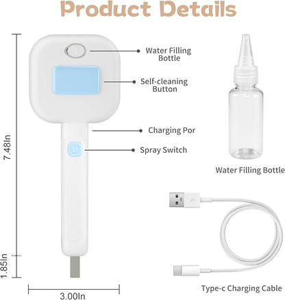 4 in 1 Cat Steam Brush - Self Cleaning Pet Steam Brush for Cat & Dog - Cat Brushes for Shedding with Quiet Motor - Elimination Flying Hair - Keep Your Clothes & Home Clean, White-Blue