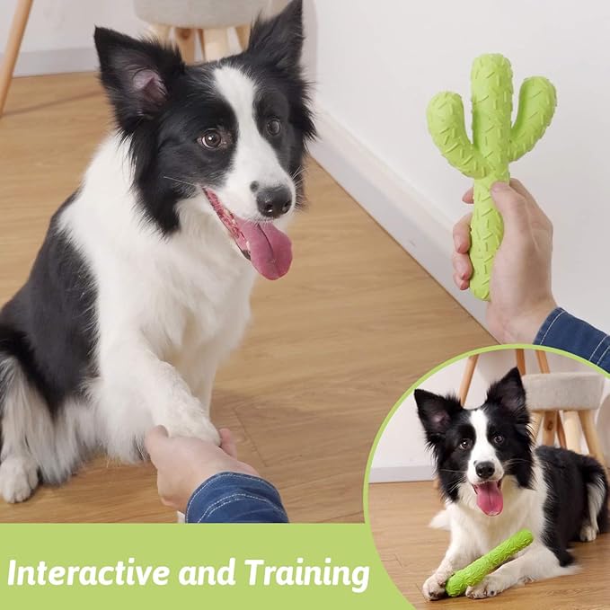 MewaJump Dog Chew Toys, Durable Rubber Dog Toys for Aggressive Chewers, Cactus Tough Toys for Training and Cleaning Teeth, Interactive Dog Toys for Medium/Large Dog
