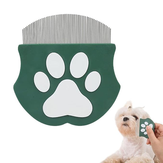 Pet Detangling & Flea Comb for Dogs and Cats – Stainless Steel Fine Teeth Grooming Comb for Tangled Hair, Flea Removal, and Shedding Control – Ideal for Long & Short Haired Pets (Dark green)