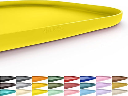 Silicone Pet Food Mat with Raised Edge for Food and Water Bowl, Dog Feeding Mats, Cat Food Trays for Floor Waterproof, Rubber Tray for Dogs and Cats, 19 x 12 x 0.7 Light Yellow