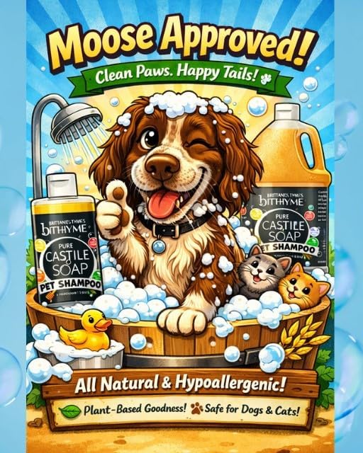 Brittanie's Pure Castile Dog Shampoo - 32oz 2 Pack | Gentle Shampoo + Conditioner for Dogs & Cats | Improves Coat | for Allergies and Itching | Deodorizes, Moisturizes & PH Balanced