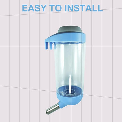 Dog Crate Water Bottle - 17 oz No Drip Kennel Pet Water Dispenser, Easy-to-Use Cage Water Bottle for Dogs, Cats, Small Animals, 500ML, Blue