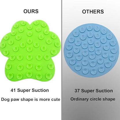 Dog Lick Pad, Dog Washing Distraction Device, Slow Eating Cute Mat with Super Suction for Pet Licking Peanut Butter, Bathing, Grooming Training (Green)