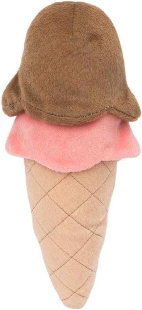 ZippyPaws NomNomz - Dog Squeaky Toys to Keep Them Busy, Funny Food Plush for Small & Medium Dogs, Cute Stuffed Puppy Toy, Pet Products, Gift for Dogs of All Breeds, Soft and Cuddly - Ice Cream