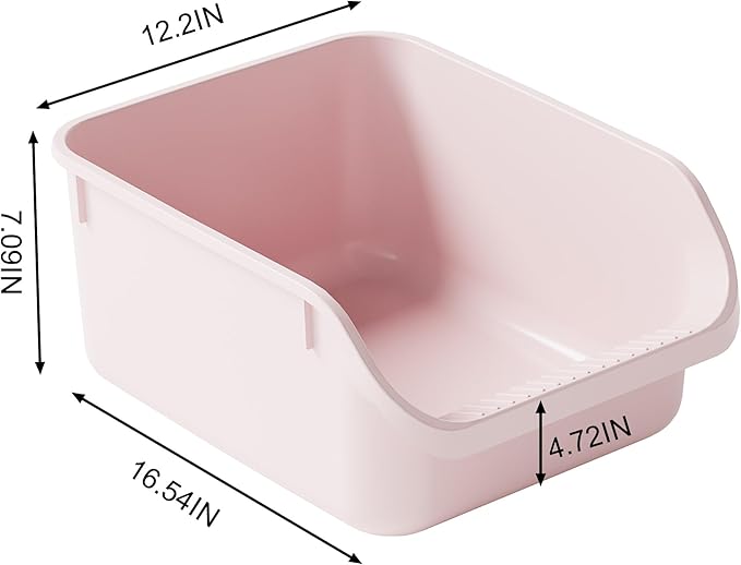 Cat Litter Box with High Sides Anti-Splashing for Indoor Cats Low Entry Kitty Litter Boxes (Pink)