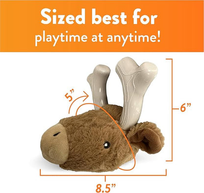 Spunky pup Knucklehead Durable Dog Toy - 2-in-1 Plush & Chew Toy for Aggressive Chewers, Chicken-Flavored Dental Chew, Durable Double-Stitched Squeaker- Deer
