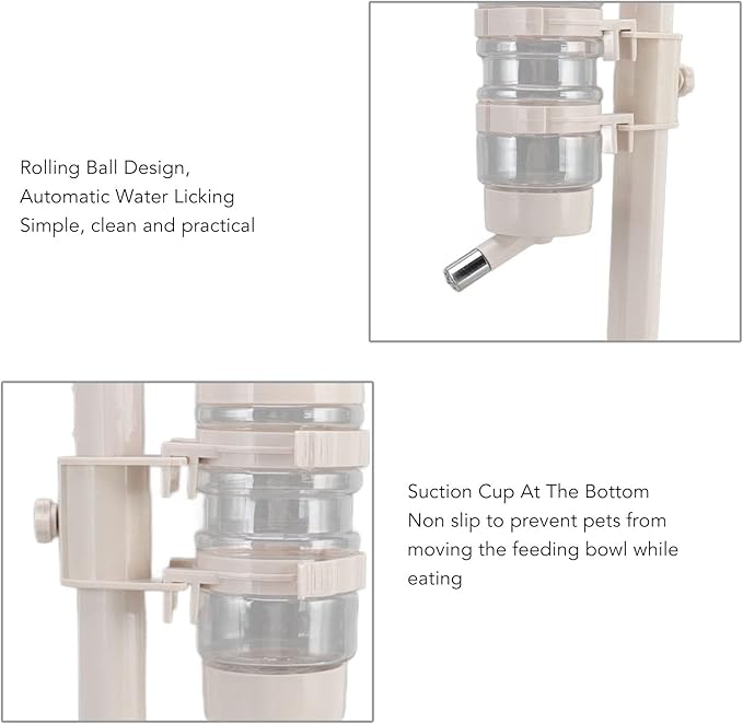 Standing Pet Water Dispenser, Automatic Pet Drinking Feeder, Automatic Cat Dog Waterer with Food Bowl, Height Adjustment, Portable and Detachable, Non Slip Base