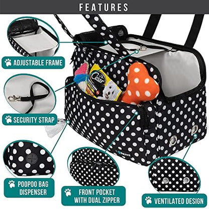 PetAmi Small Dog Purse Carrier, Airline Approved Soft Sided Tote, Polka Dot - Image 3