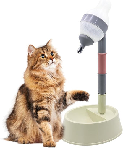 DELIFUR Pet Standing Water Dispenser Adjustable Cat Dog Drinking Water Dispenser Bowl with Detachable Pole Automatically Feeding Water (Grey-Green)