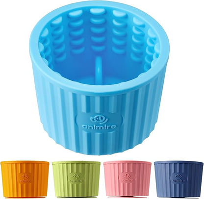 Dog Lick Bowl, Anxiety Relief Dog Licking Mat Freezer Treat Dispenser, Non-Slip Anti-Choking Silicone Slow Feeder Lick Bowl for Small Medium & Large Breed Dogs, BPA Free(Light Blue,M-L)