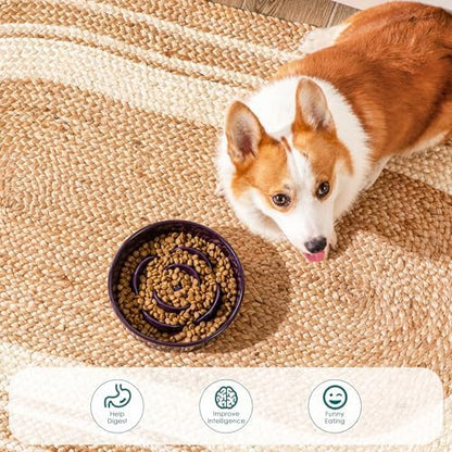 vancasso Slow Feeder Dog Bowl, 1.5 Cup Ceramic Medium Puzzle Dog Food Dish - Image 5