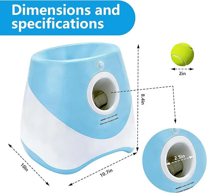 Automatic Dog Ball Launcher for Small to Medium Dogs - Hands-Free Interactive Fetch Toy, 3 Adjustable 10-30Ft Distance, 9 Pcs 2 Inch Eco-Friendly Dog-Safe Mini Tennis Balls. (Blue)
