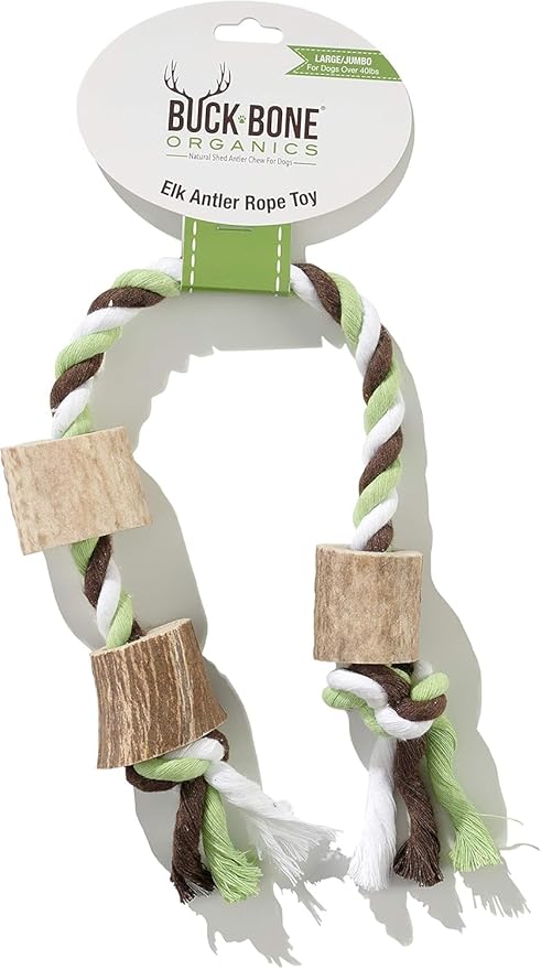 Buck Bone Organics Elk Antler Cotton Rope Chew Toy (Large/Jumbo)