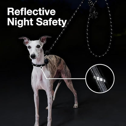 VETRESKA Hands-Free Reflective Dog Leash, 8FT Adjustable Rope Leash for Medium Large Dogs, Waist/Crossbody Slip Lead Leashes for Walking, No Pull Dog Leashes with Bag Dispenser, 2 in 1 Walk Kit (Bow)