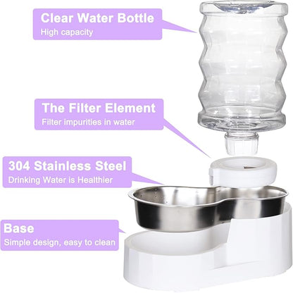 RIZZARI Pet Water Bowl Dispenser: 4L Automatic Stainless Steel Feeder with Activated Carbon Ion Exchange System - Remove Odor/Soften Water - Prevent Urinary Stones for Cats and Dogs - Living Room Nook