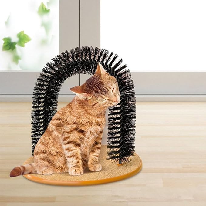 Cat Self Groomer Kitten Pleasurable Massaging Scratching Pet Self Cleaning Scratch Arch Cats Hair Brush Selfs Massage Brush Hair Trimming Brush Cat Scratcher Toys Durable Brusher&Massager
