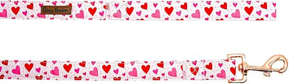 Dog Leash-Valentine's Holiday Red Heart Print Boy/Girl Durable Strong Dog Leashes Heavy Duty Comfortable Padded Pet Leash for Small Medium Large Dogs