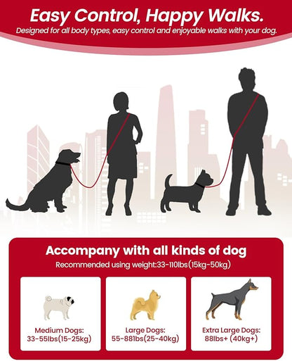Hands Free Dog Leash, 5.1-8.9Ft Crossbody Long Leash, Waist Dog Belt for Small & Medium Dogs, City Walking & Running Outdoor Hiking &Travel etc. (Black)