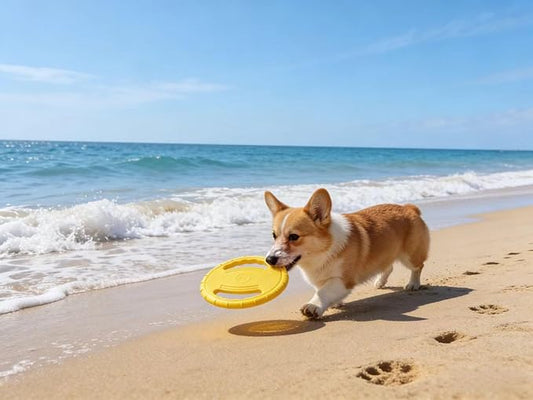 Soft Dog Flying Disc Beach Toy, Float Outdoor Puppy Flyer Pull Loop Toy Water Swimming Pool Lawn Yard Animal Activity Training Sports Gift- Upgrade Interactive & Fun Training Dogs Steering Wheel